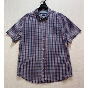 Tommy Hilfiger Mens Classic Fit Plaid Short Sleeve Button Down Shirt XL